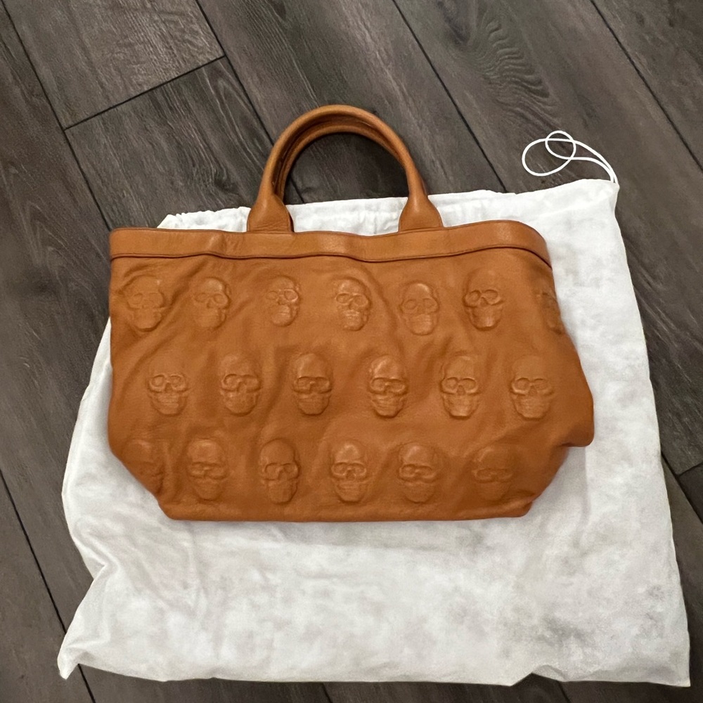 Genuine Italian leather skull tote bag.